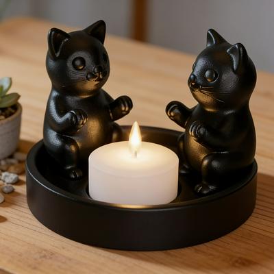Милый подсвечник-кошка, Настольное ремесленное украшение, Украшения-кошки для гостиной, спальни, дома [свечи не включены]
