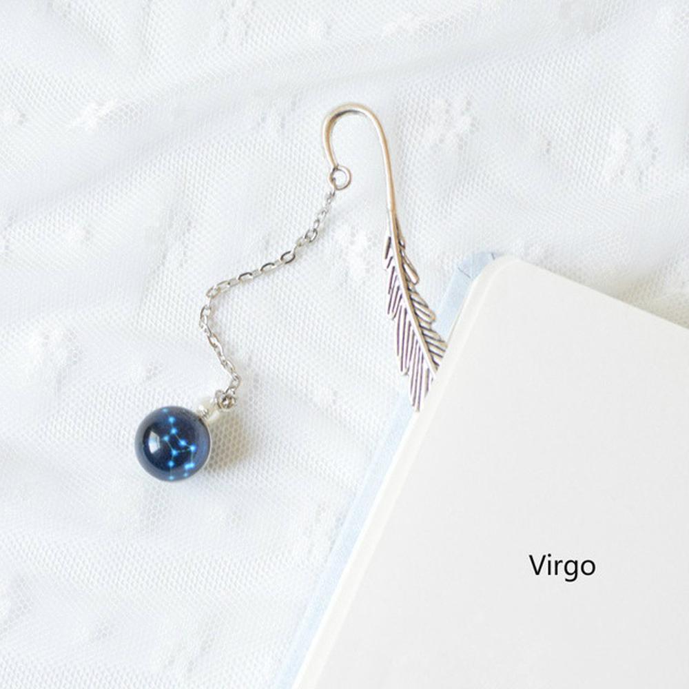 Feather Bookmark Metal Book mark 12 Constellation Bookmark Bookmark Pendant Noctilucent Bookmark