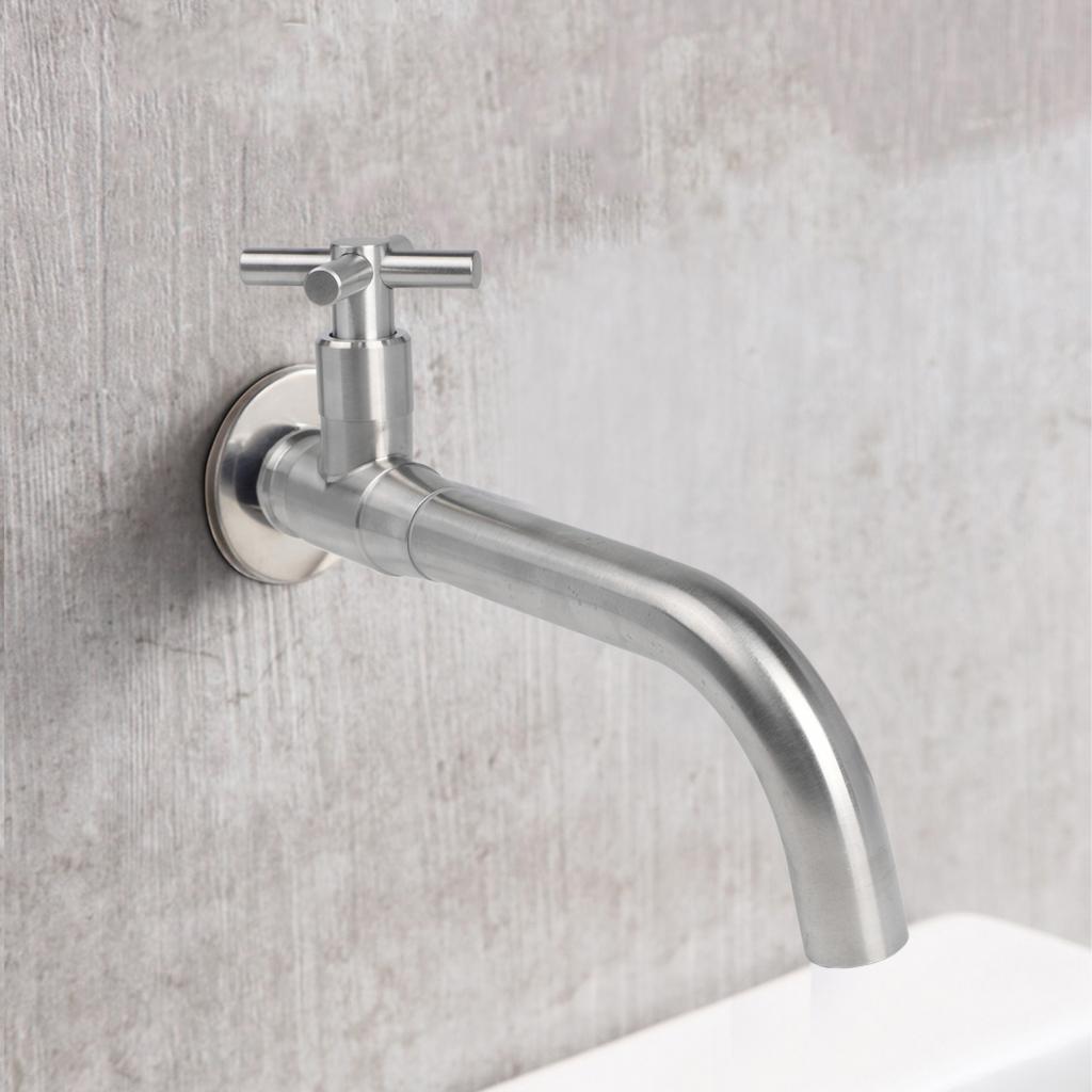 Настенный смеситель из нержавеющей стали 304 с круглым изливом для уличного крана