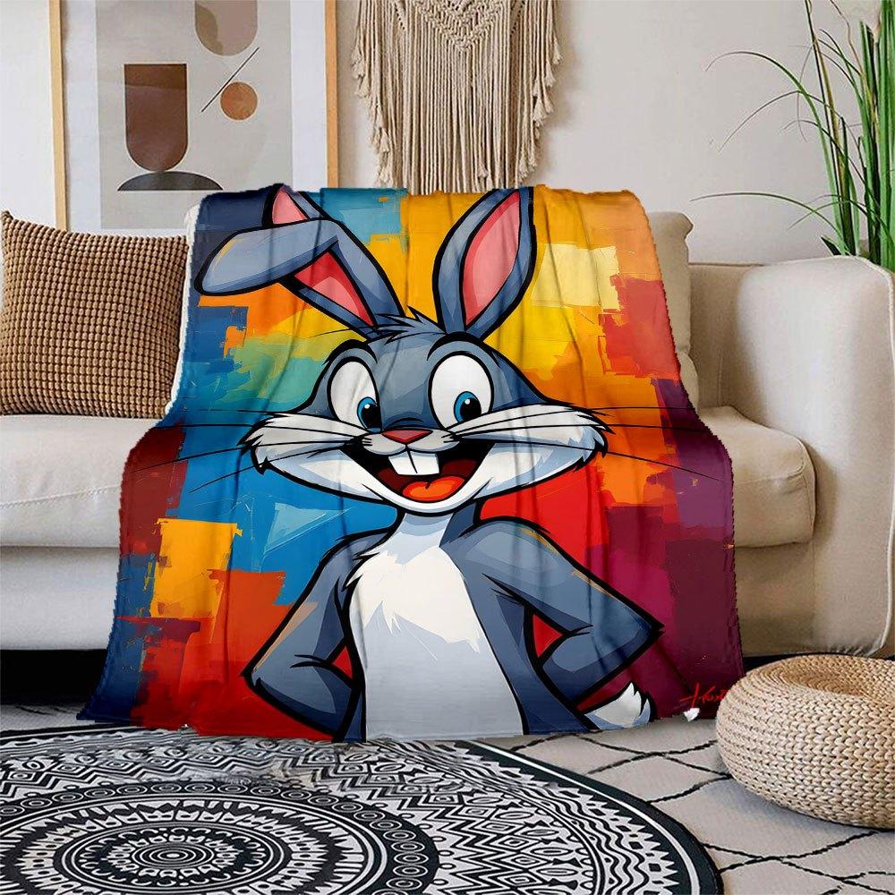 "Looney Tunes Bugs Bunny Art Print Poster"Blanket Flannel Throw Blanket for Sofa, Bed, Travel, Camping, Office