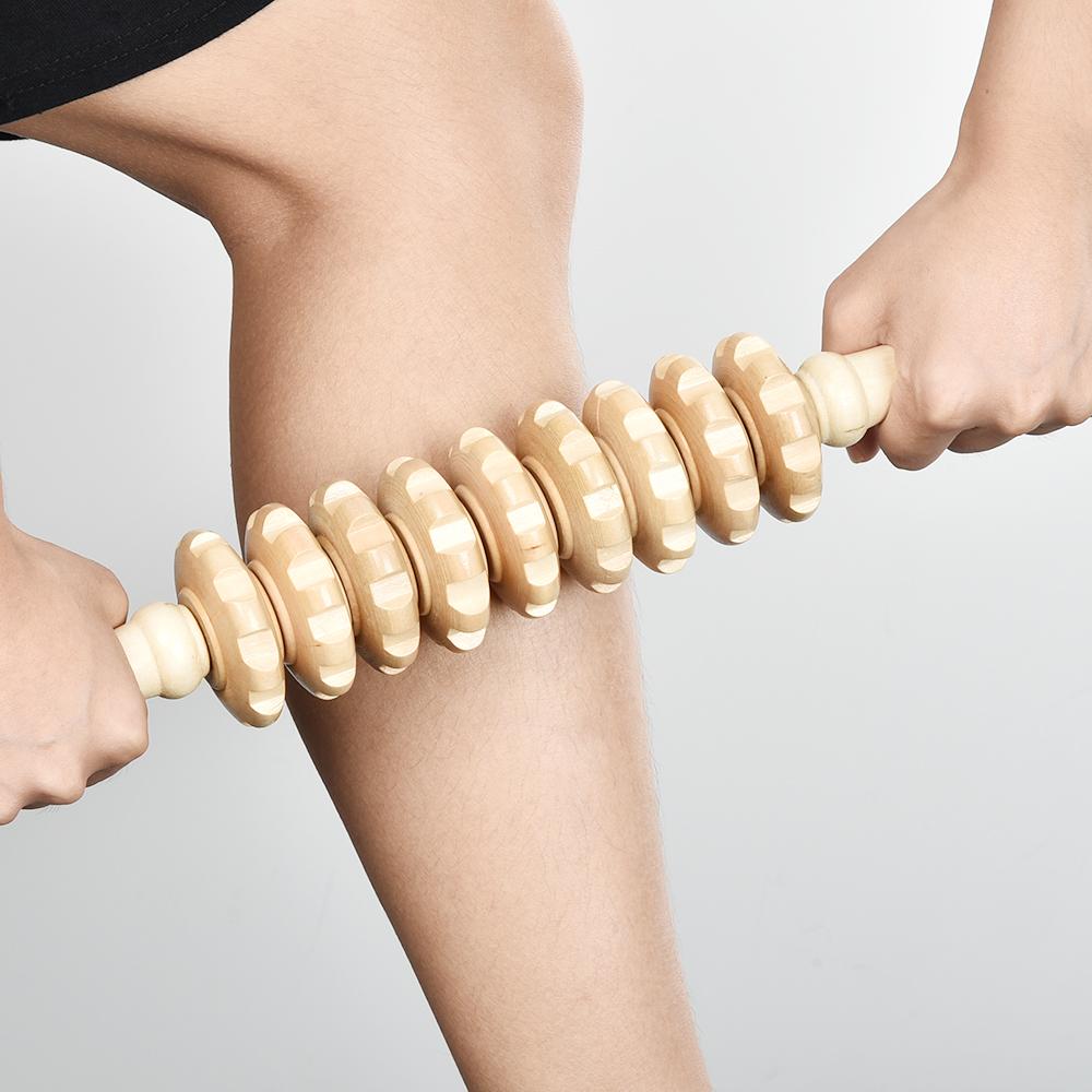 Массажная палочка из дерева 9 роликов Массажер Рефлексотерапия Кровообращение Успокоение напряженных мышц Облегчение боли во всем теле