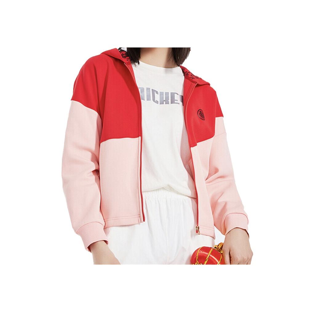 Li Ning X Disney свободная толстовка с капюшоном женская верхняя одежда вишневого цвета AWDQ004-2