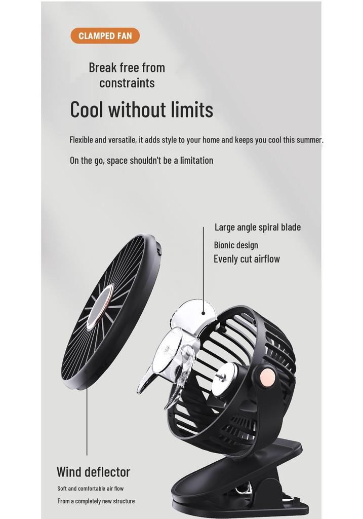 3-in-1 Rechargeable Clip Fan: Desktop, Wall Mount, or Portable with Strong Wind & Long Battery Life