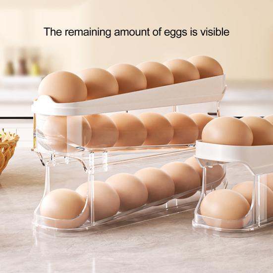 Стеллаж для хранения яиц в холодильнике, большая емкость, прозрачный дизайн, многослойный, автоматический, вращающийся холодильник для яиц