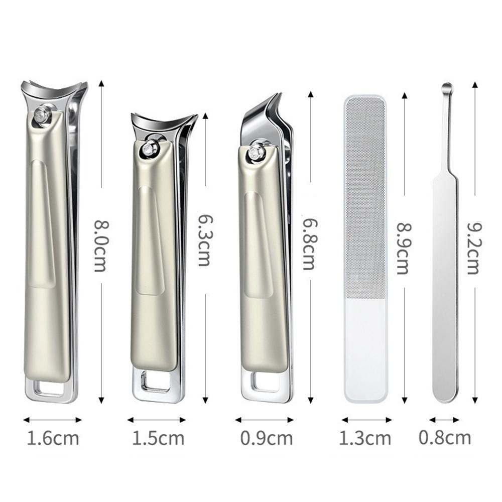 5pcs Nail Clippers Set Anti-Splash Nail Clippers Manicure Stainless Steel Nail Clippers High-End Household Pedicure Tools with Nail File for Home Use