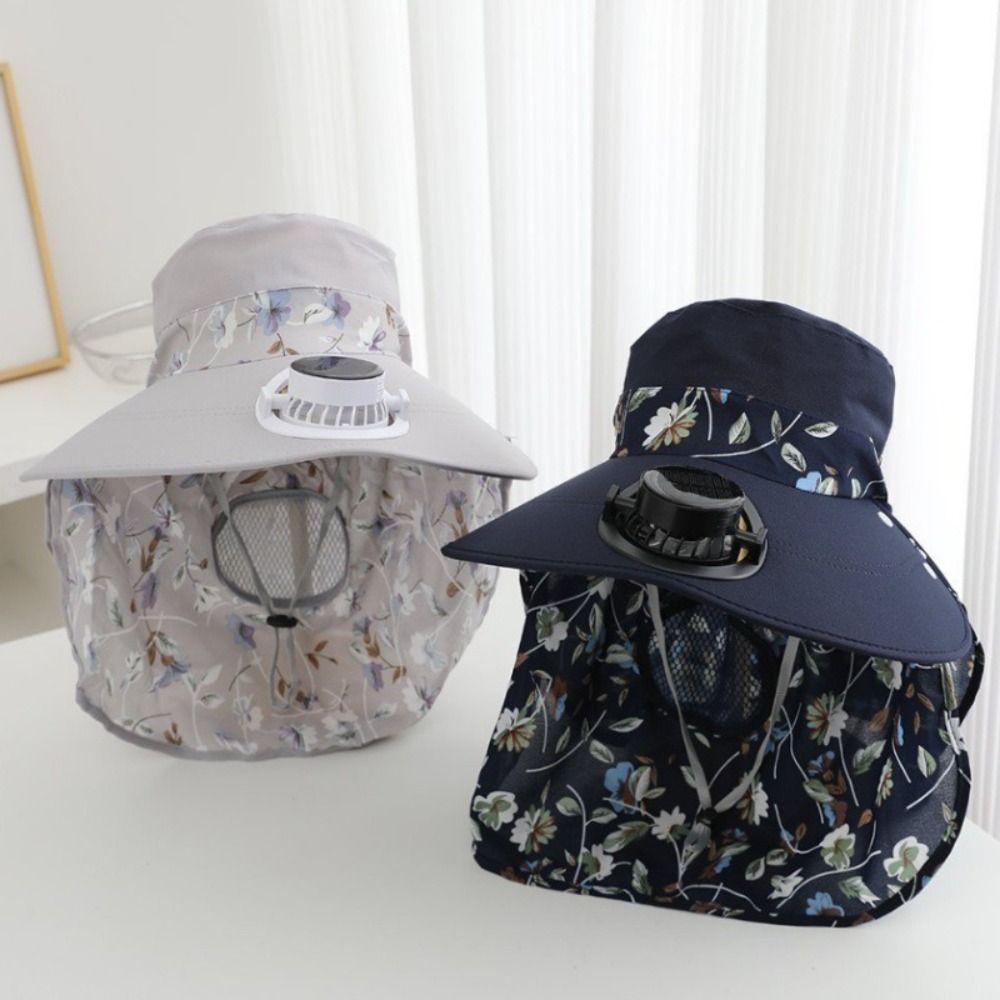 Breathable Sun Cap Anti-UV Fisherman Hat Sunscreen Cap Solar Fan Cap Sun Protection