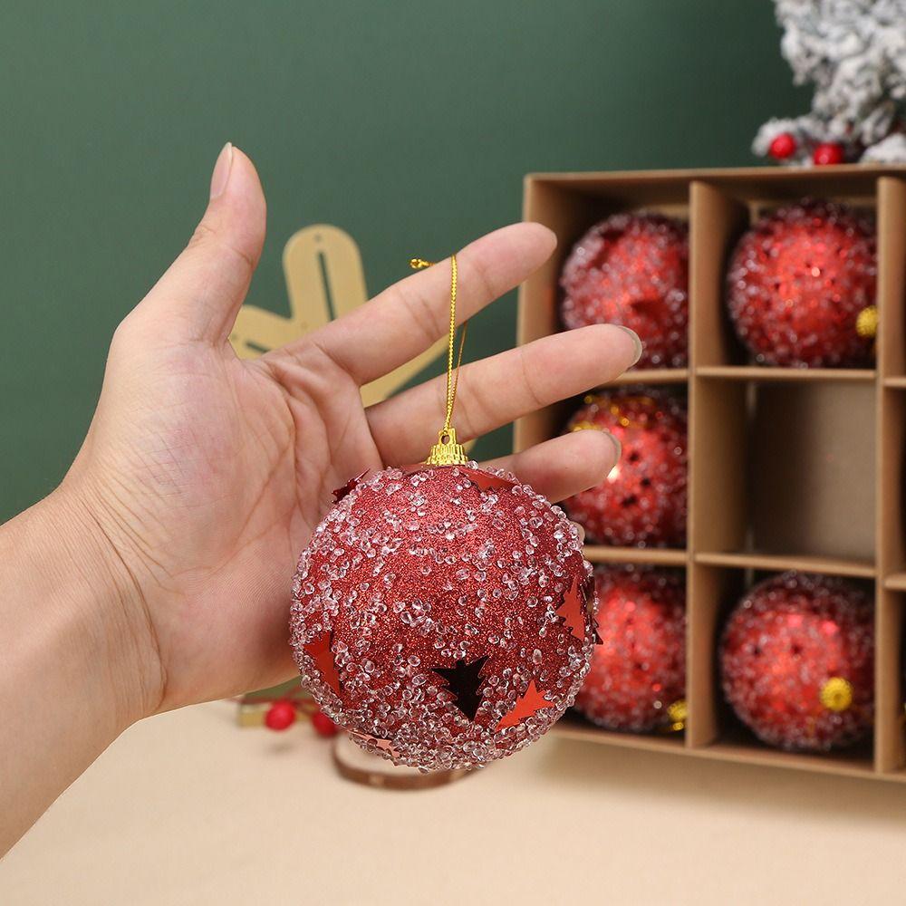 9pcs 8cm Glitter Christmas Balls Pendant Foam Xmas Tree Ornaments  Home Decoration