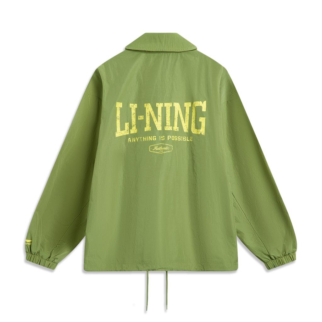 Li Ning Sports Lifestyle Series Letter Single-Breasted Collar Comfortable Breathable Loose Jacket Unisex Jacket Grasshopper-Green AJDV079-2