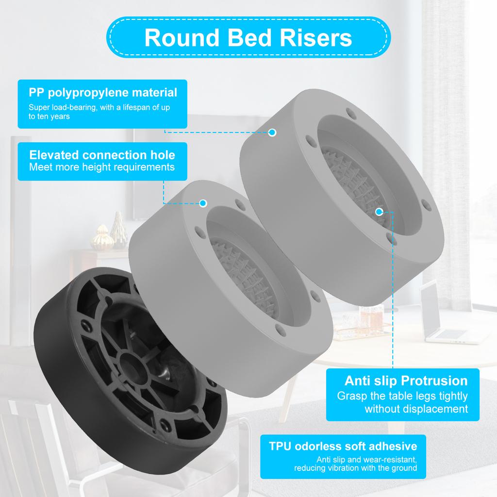 Круглые подъемные механизмы для мебели, прочные, 2,36-дюймовые, регулируемые подъемные механизмы для кроватей и стульев, противоскользящие подъемные механизмы для стиральной машины, подъемник для дивана