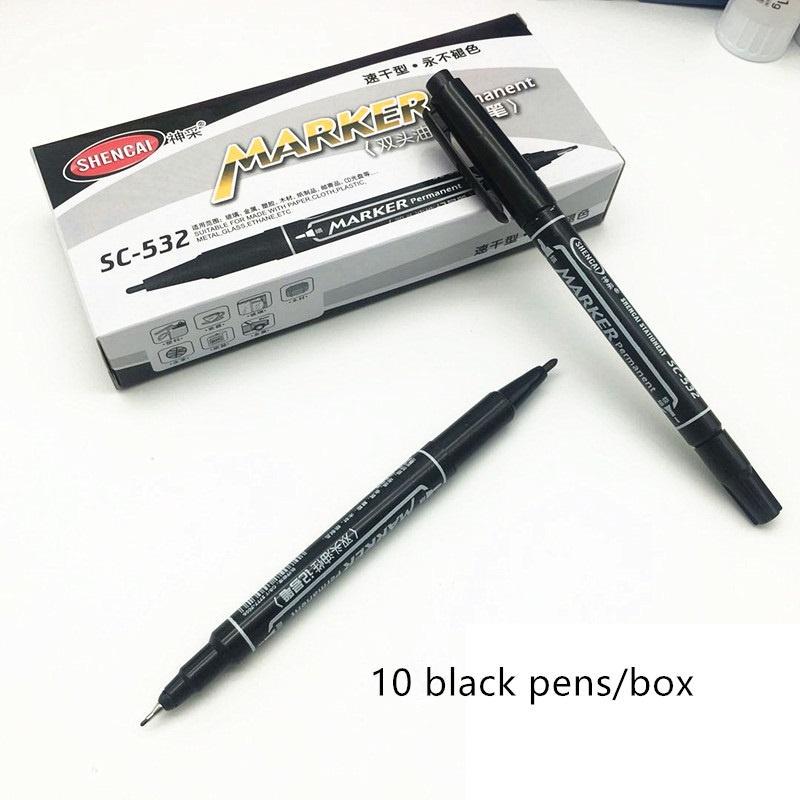 10pcs Dual-side Writing Oil Base Permanent Marker Bold Fine Point CD Metal Liner Office School A6875