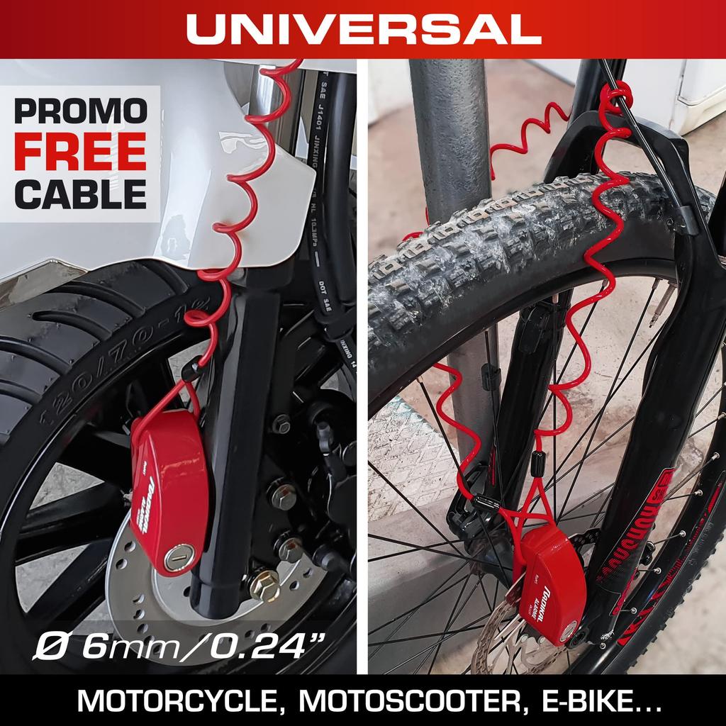 RADIKAL RK66R 110 дБ сигнализация мотоцикл замок, дисковый тормоз замок для мотоцикла скутера электрический велосипед, безопасность 6 мм стопорный штифт, напоминающий кабель, рюкзак