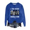 Women's Fashion Round Neck Pullover Top Long Sleeve Tee Printed Sweatshirt