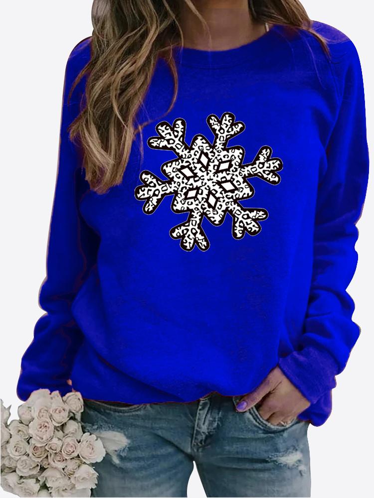 Winter Women's Casual Long-sleeved Santa Claus Print Sweatshirt Ladies Round Neck Loose T-shirt Plus Size Tops Long Sleeved Sweater