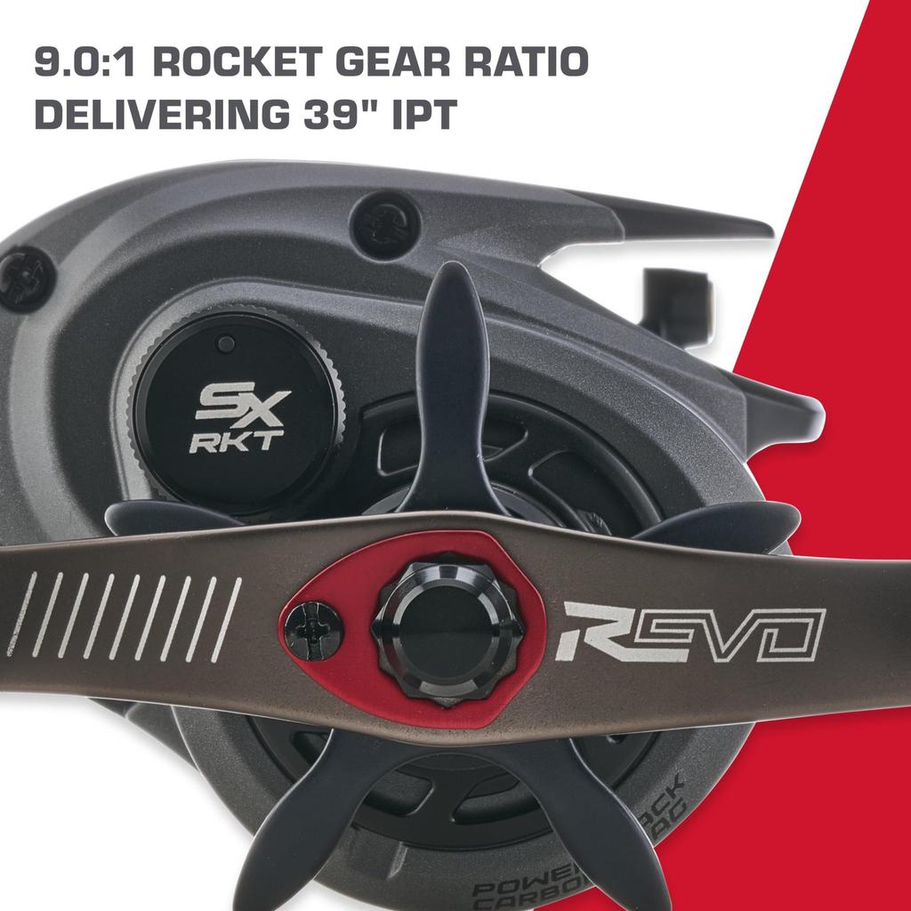 Катушка AbuGarcia REVO5 для ловли окуня и в соленой воде, высокоскоростная, SX-Rocket-L, леворучная, для рыбалки,