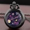 Vintage Starry Sky & Cat Themed Pocket Watch - Arabic Numeral Dial Necklace Pendant Clock Gift for Men Women reloj de bolsillo