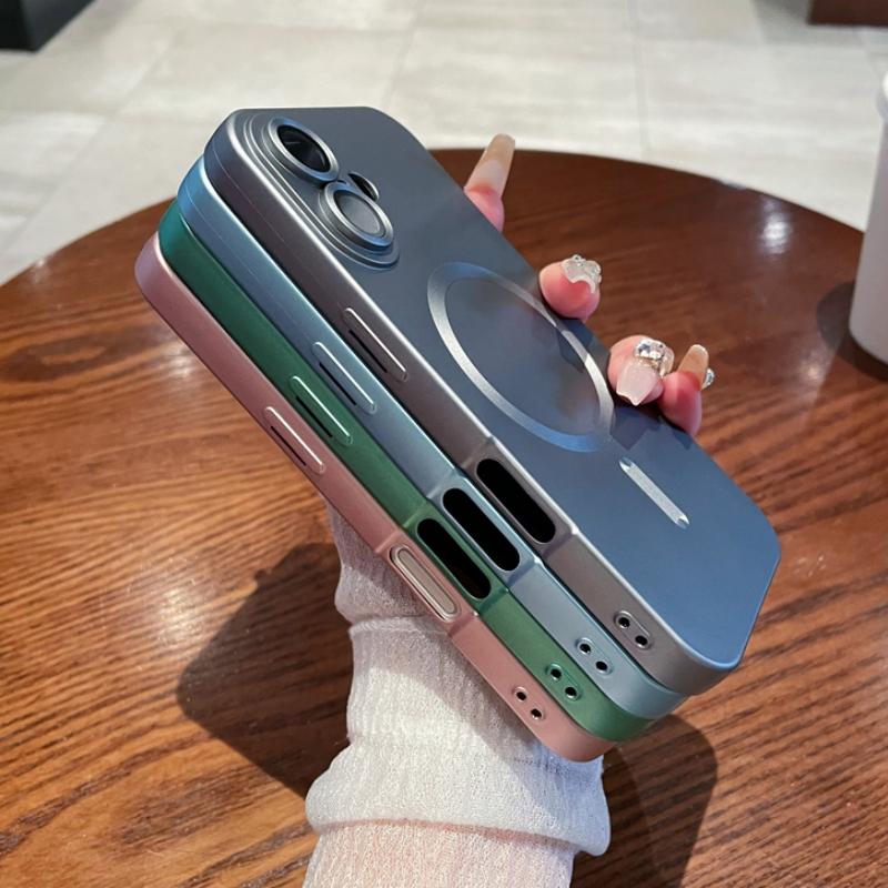 Роскошные матовые чехлы из жидкого силикона для iPhone 16 15 14 13 12 11 Pro Max Plus Для Magsafe Магнитная защитная пленка для объектива Мягкая крышка