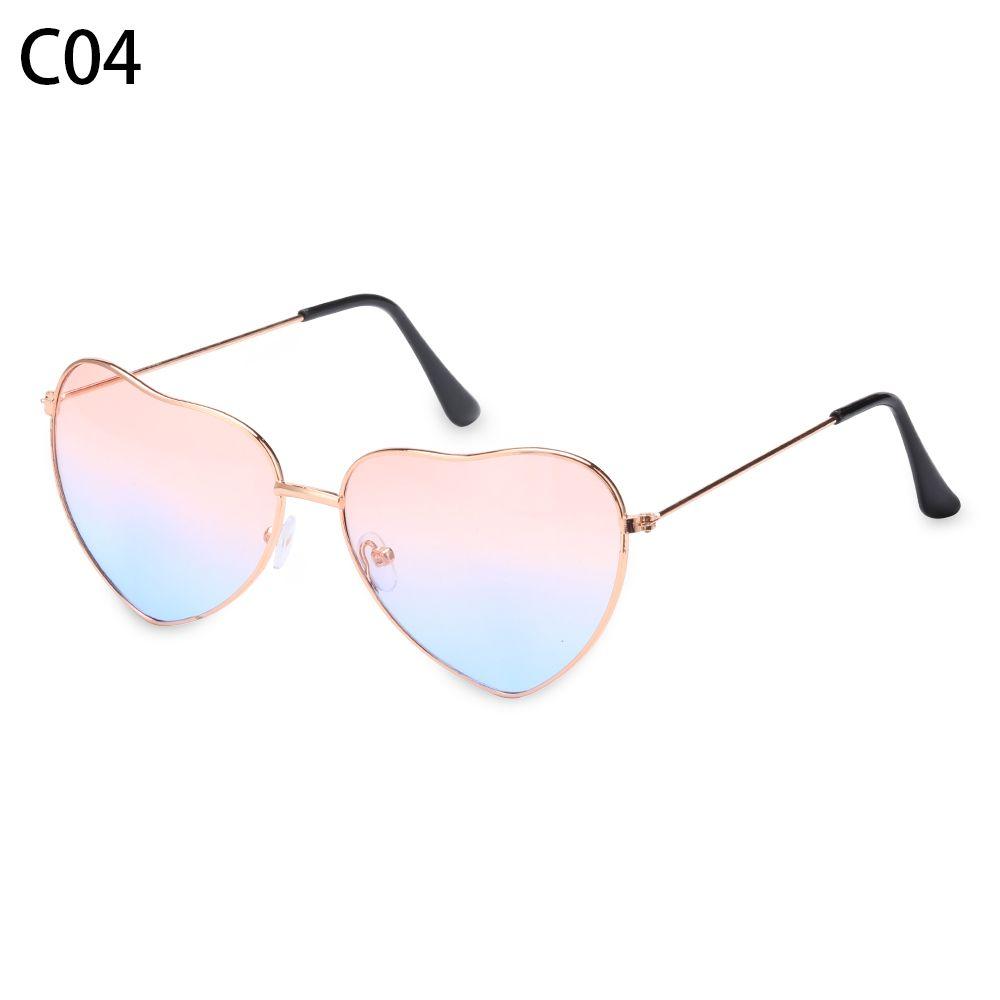 Women Ocean Lenses Outdoor Goggles Heart Shaped Sunglasses Metal Frame Gradient Sun Glasses