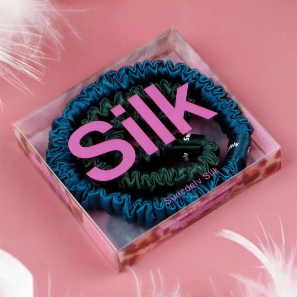 2PCS 100% Silk Hair Scrunchies For Women Girls High Quality Hair Ties HairBands Silk Suitable for Valentine's Day 22Momme Silk Hair Accessoires