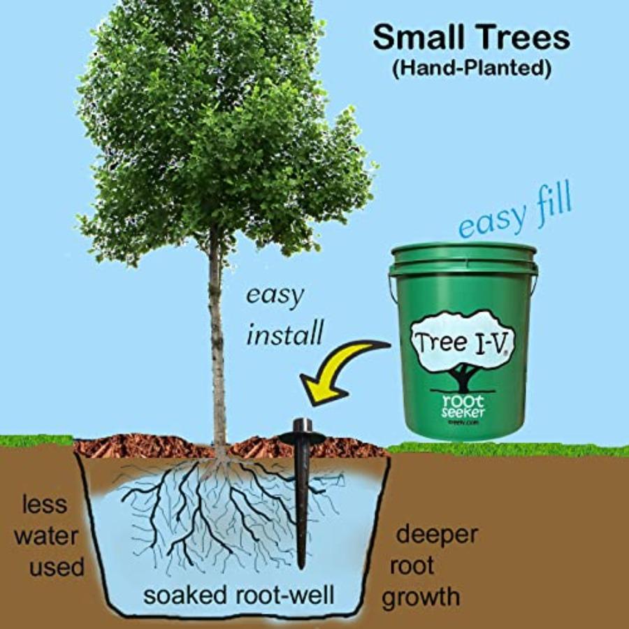Система полива Tree I-V 6 шт. Оригинальная базовая корневая система подачи воды - Прочный самонесущий резервуар 5 галлонов с заполнением без рук - Вода