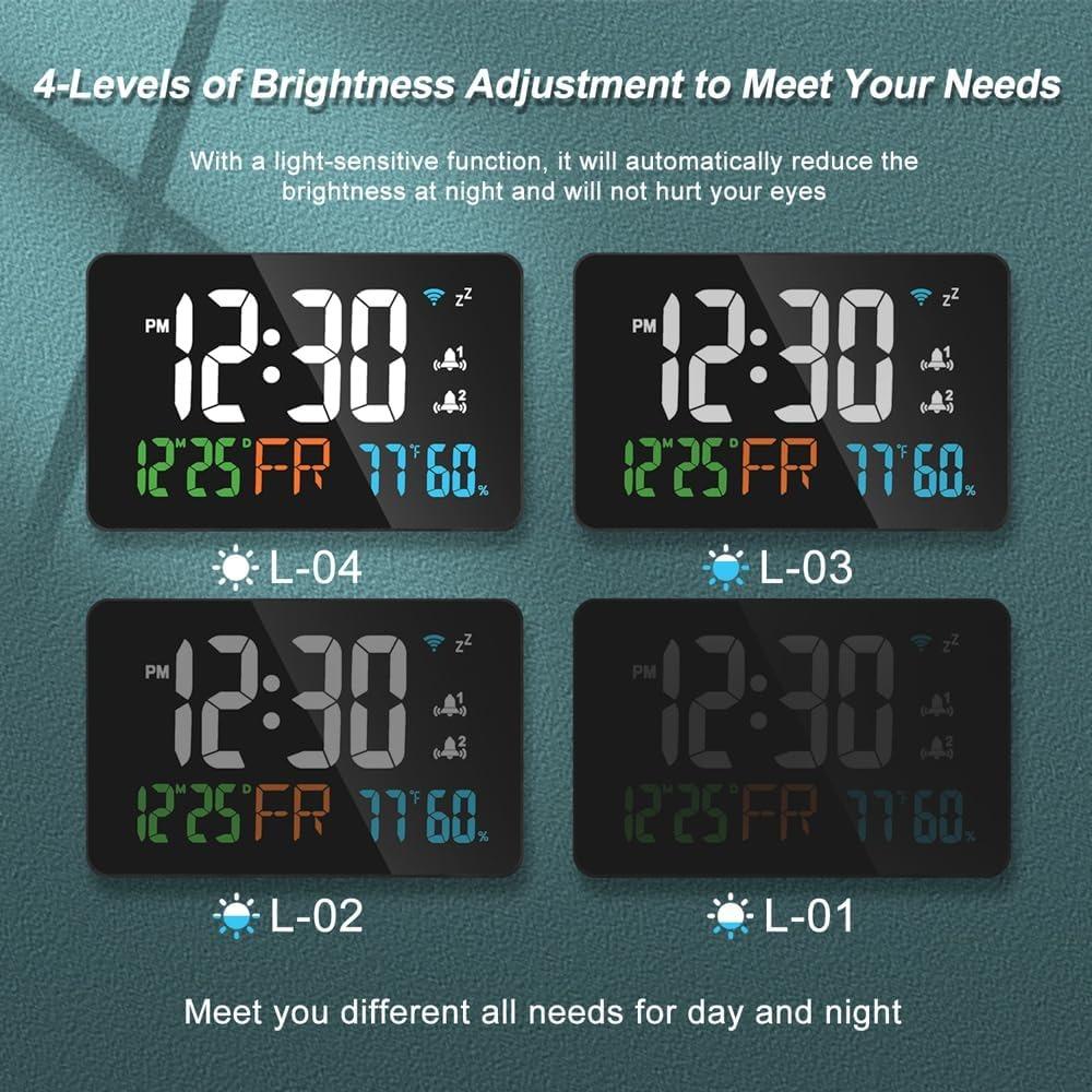 LED Display Digital Alarm Clock Temperature Humidity WiFi Alarm Clock For Office Desk