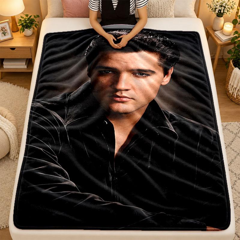 Flannel BlanketElvis Presley Warm Soft Throw Blanket for Indoor Sofa Bed Living Room Use