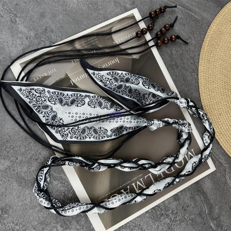 Женский универсальный шелковый шарф-пояс, декоративная длинная лента-поясная цепочка