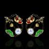 Модные ретро эмалевые серьги-гвоздики с диким свежим лотосом, серебряные жемчужные серьги-гвоздики для женщин, ювелирный подарок для вечеринки, свадьбы