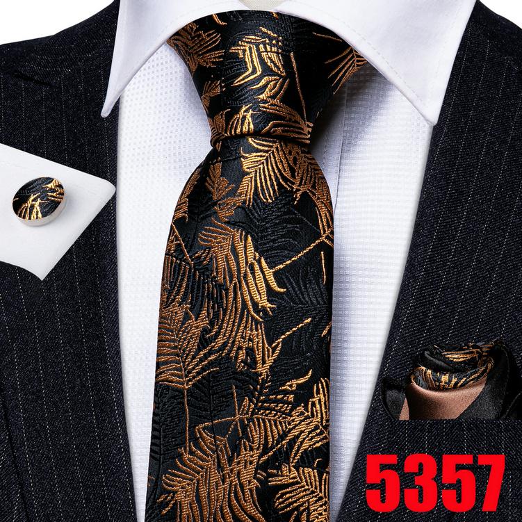 Barry.Wang золотые, черные жаккаровые галстуки, модный комплект, носовые запонки, галстуки для мужчин, тканые шелковые галстуки
