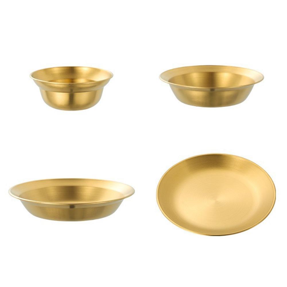 4PCS/SET Stainless Steel Outdoor Dining Plate Bowl Straw Hat Design Dessert Plate Easy To Clean