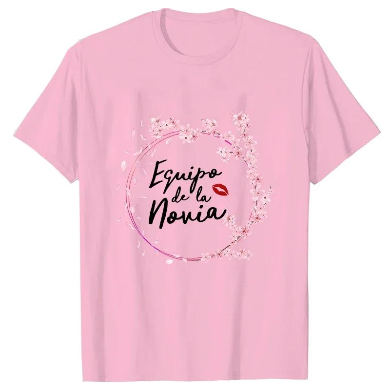 Spanish Team Bride Squad T-shirt Bachelorette Party Tshirt Bridal Wedding Future Bride To Be Tees Flowers Short Sleeved Tops