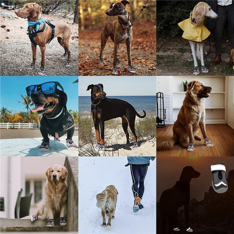 Дышащая обувь для собак, светоотражающие прочные нескользящие ботинки для собак, защита лап для щенков на открытом воздухе, резиновая подошва для пеших прогулок и бега