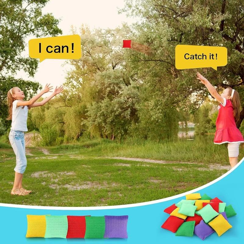 10Pcs Kids Sandbag Throwing Toys Classic Outdoor Sports Toys Colorful Handmade Sandbags Sensory Training Stress Relief Toys
