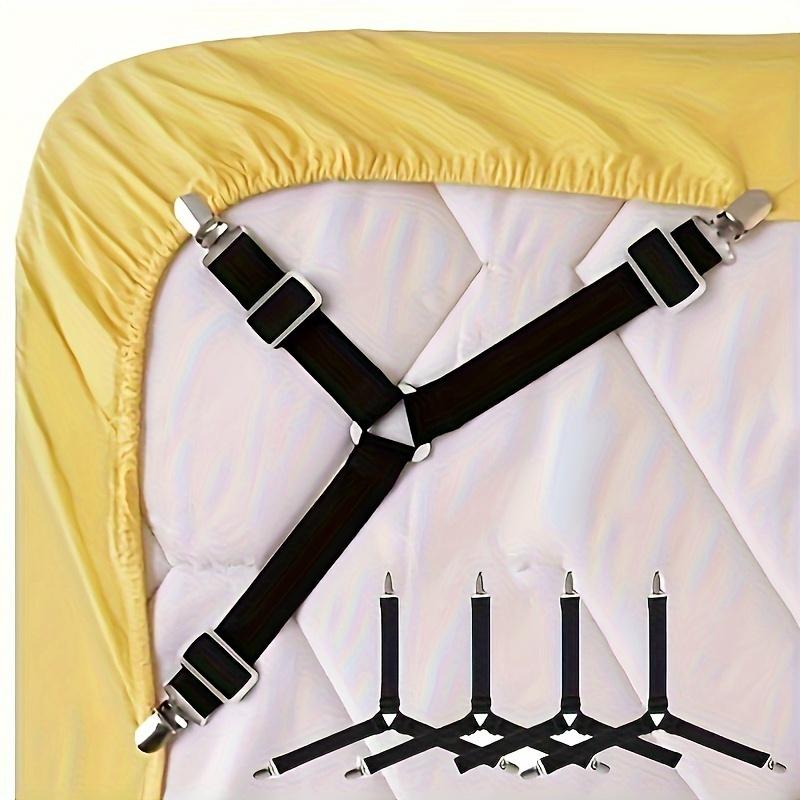 4pcs Adjustable Non-Slip Triangle Bed Sheet Straps with Clear Elastic Clips - Fit for Sofa Cushions & Bedding, Easy Clean, Bed Sheet Straps