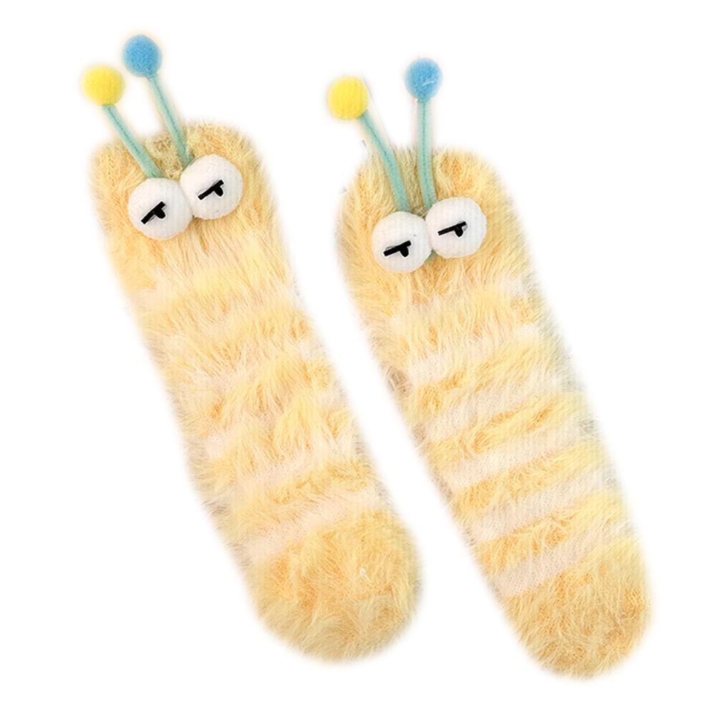 1 Pair Funny Ugly Cute Socks With Big Eyes Autumn Winter Plush Floor Socks Couple Sleep Sock Fuzzy Socks Christmas Gifts