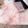 Floral Print Neckerchief Women Korean Cotton Linen Square Scarf Elegant Neck Scarves Small Wraps Bandana Head Scarfs
