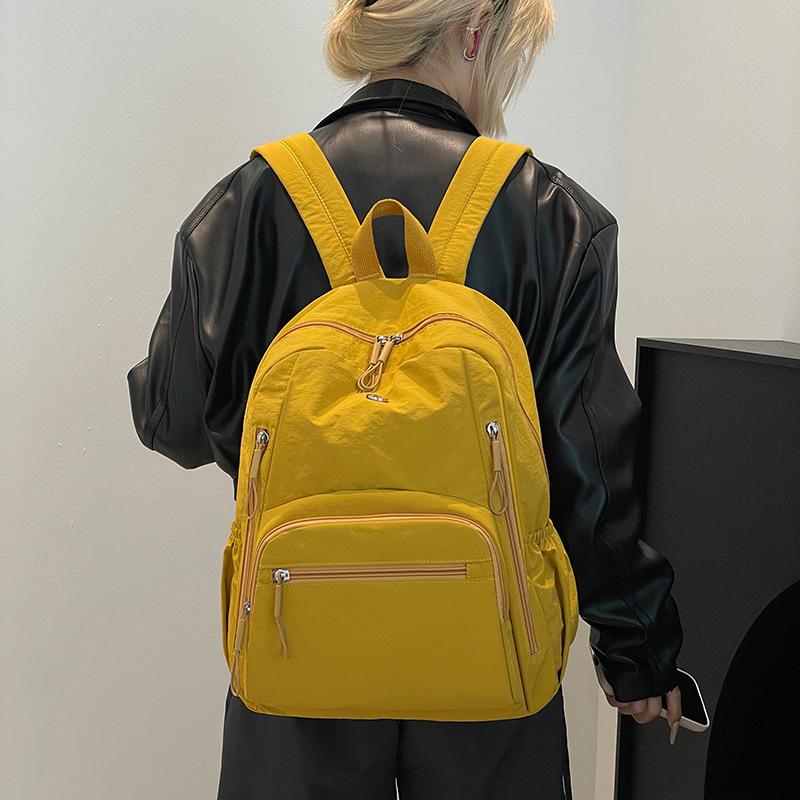 Lightweight Water-proof Nylon Student Schoolbag Trendy Leisure Large Capacity Simple Backpack Junior High School Campus Backpack