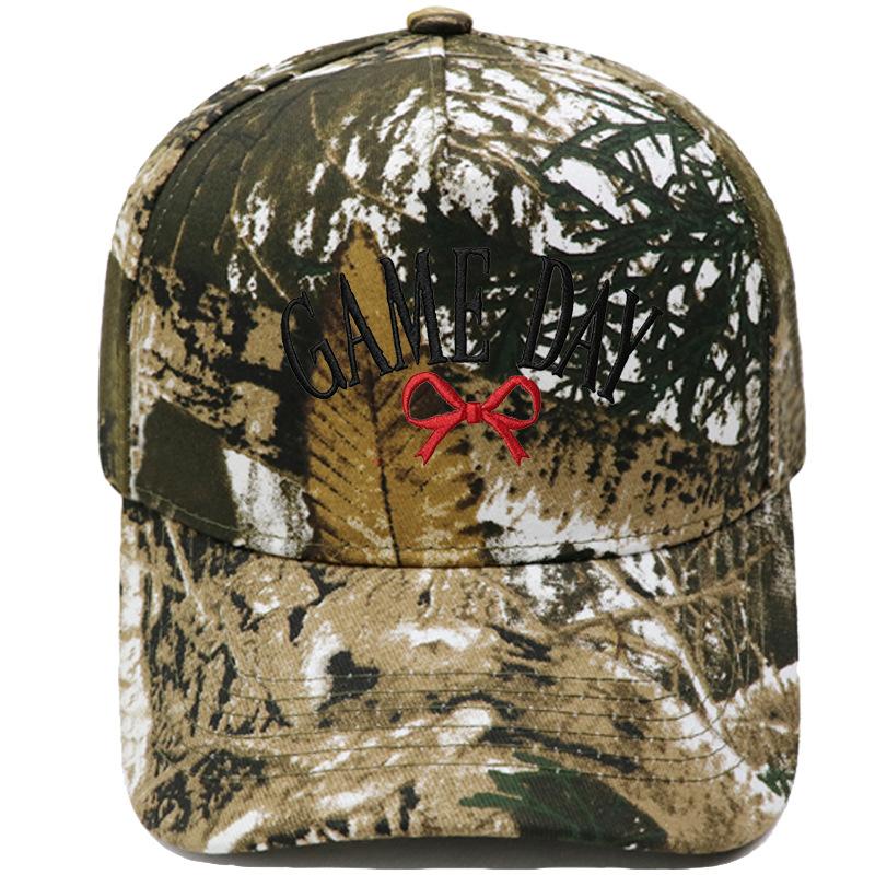 GAME DAY Bow Embroidery Color Matching Truck Hat Race Day Ladies Support Shade Dad Hat