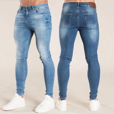 Мужские брюки в стиле ретро, ​​эластичные джинсы на молнии, повседневные облегающие брюки, мужские брюки-карандаш больших размеров, джинсовые узкие джинсы для мужчин