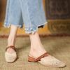 Fashion 2025 New Vintage Woven 1 Slip-on Toe Half Slippers Women's New Outwear French Fairy Style Thick Heel Holiday Shoes
