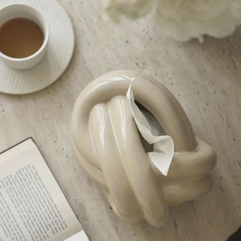 Creative Life Knot Fun Tissue Box Living Room Coffee Table Dining Table Bedroom Ceramic Paper Box Personalized Household Use