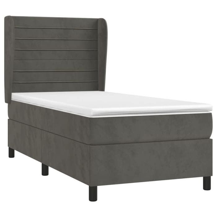 Maison Exclusive - Sommier à lattes de lit et matelas Gris foncé 90x190 cm Velours