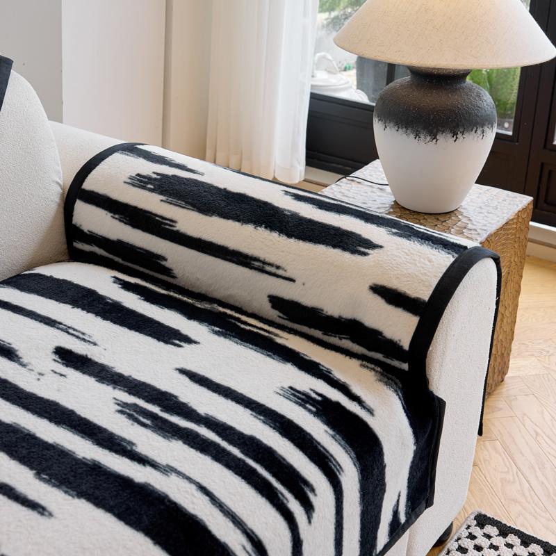 Утолщенные чехлы для диванов из плюша с кроликом, роскошные нескользящие мягкие чехлы для диванных подушек, высококачественные универсальные диванные полотенца для гостиной