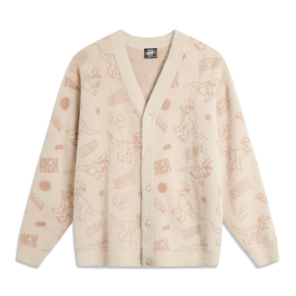 Li Ning X Disney Collaboration Hugging Dragon Series All Over Print Letter Single Button Fleece Long Sleeve Knit Sweater Unisex Sweater AMBU214-4