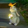 1 Solar Rabbit Statue with Butterfly Lamp, Waterproof IPX4 Resin Garden Decoration,semi-recessed Access Lawn Decoration,uitable for Terraces,balconies