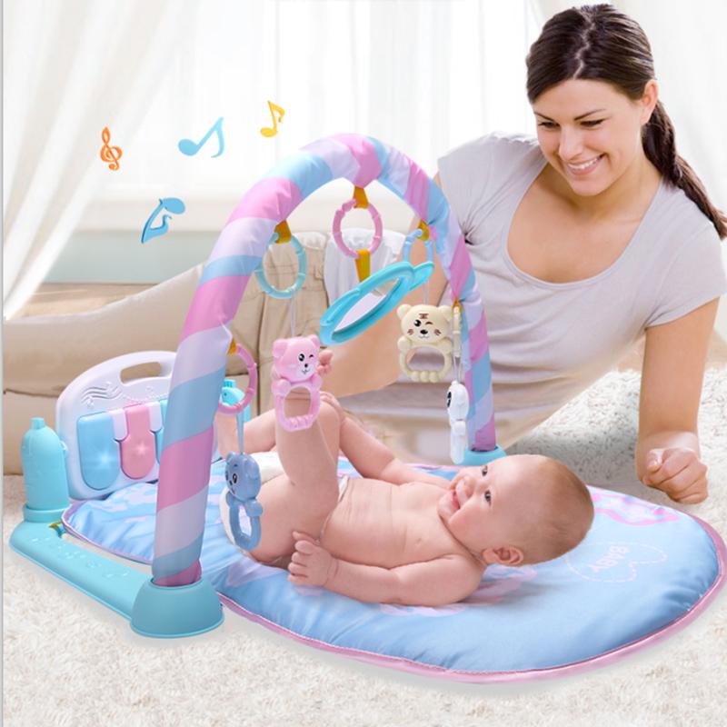 Baby Music Play Mat Baby Gym 0-12 Months Soft Rattles Musical Toys for Babies Play Piano Gym