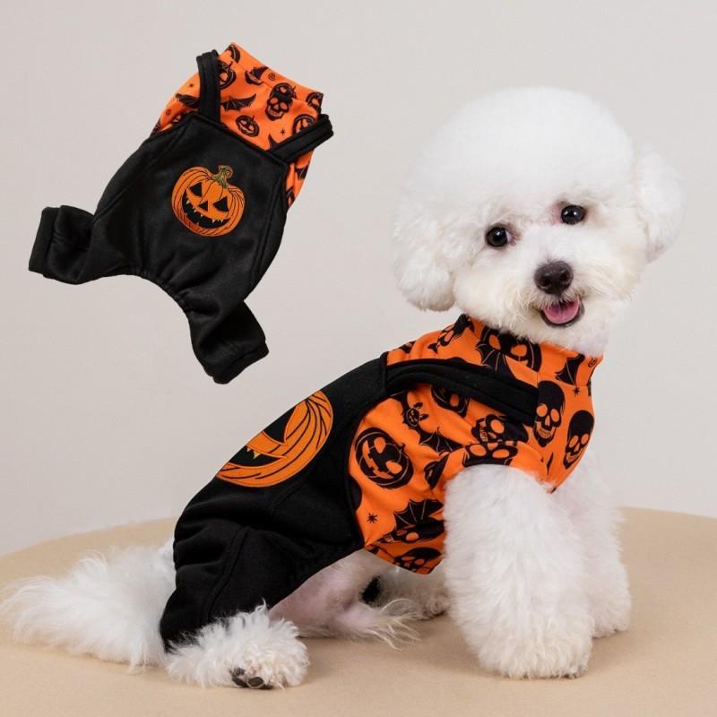 2026 Winter Dog Clothes Halloween Dog Costume Funny Pumpkin Pet Jumpsuit Cat Puppy Sweatshirt Chihuahua Bichon Four Legged Coat
