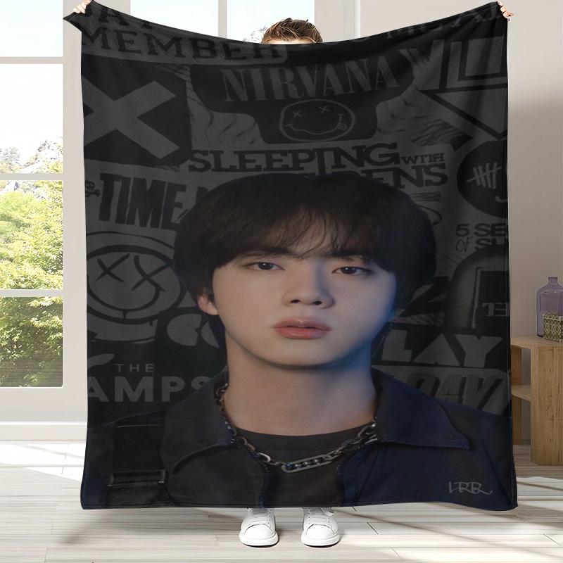 Ким Сок Джин Kpop B-BTS Фланелевое одеяло, Ультрамягкое теплое плюшевое покрывало для дома, спальни, кровати, дивана, офиса, кемпинга, пикника, подарок