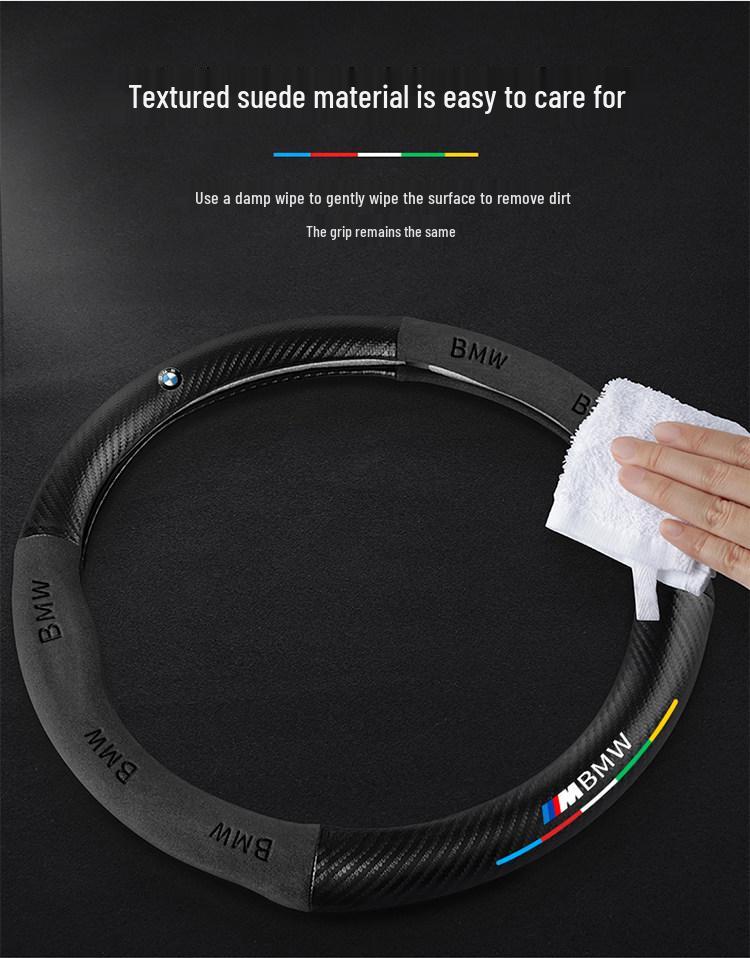 BMW 6 Series Steering Wheel Cover (2007-2024) - Ultra-Thin Carbon Fiber, Genuine Leather & Suede, All-Season Universal Handle Cover