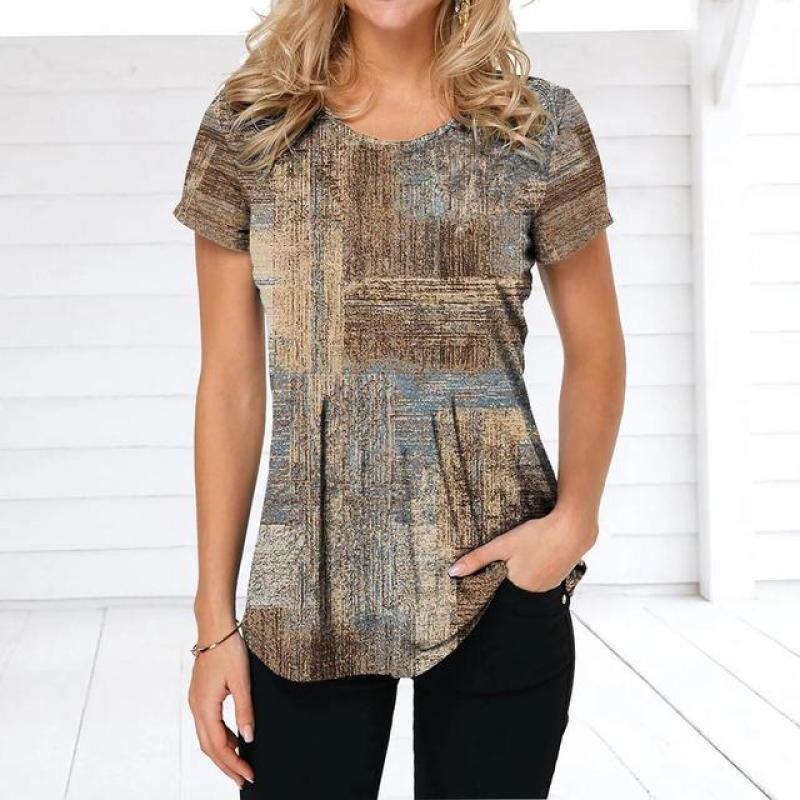 Женская футболка в стиле ретро, ​​футболки с клетчатым принтом, лоскутная одежда, блузка с круглым вырезом и короткими рукавами, женские топы большого размера, женская рубашка в стиле Харадзюку