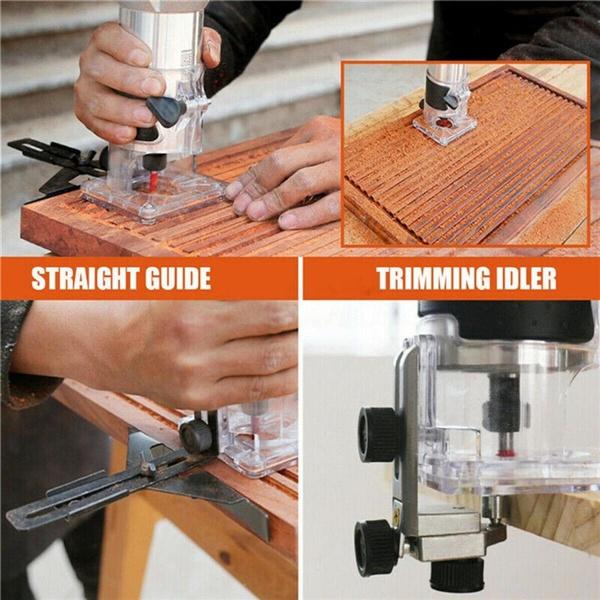 110V/220V 30000RPM 650W Electric Wood Trimmer Tool Hand Trimmer Wood Machine Router Tool Set For Woodworking Engraving Slotting Trimming Carving